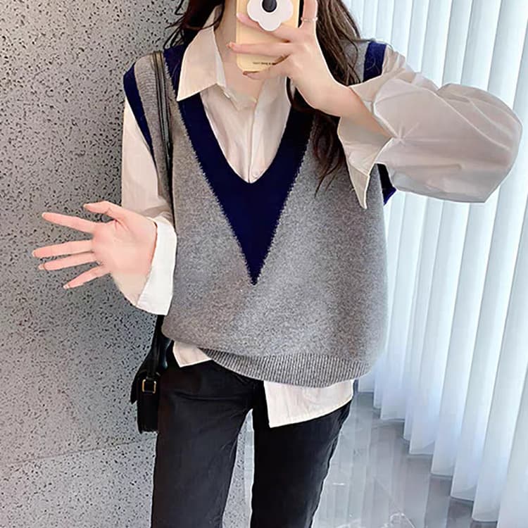 レディースベスト シンプル切り替えベスト