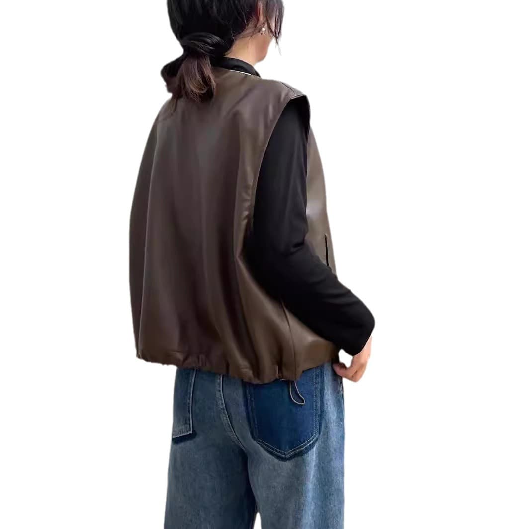 レディースベスト レディース フォルムレザーベスト