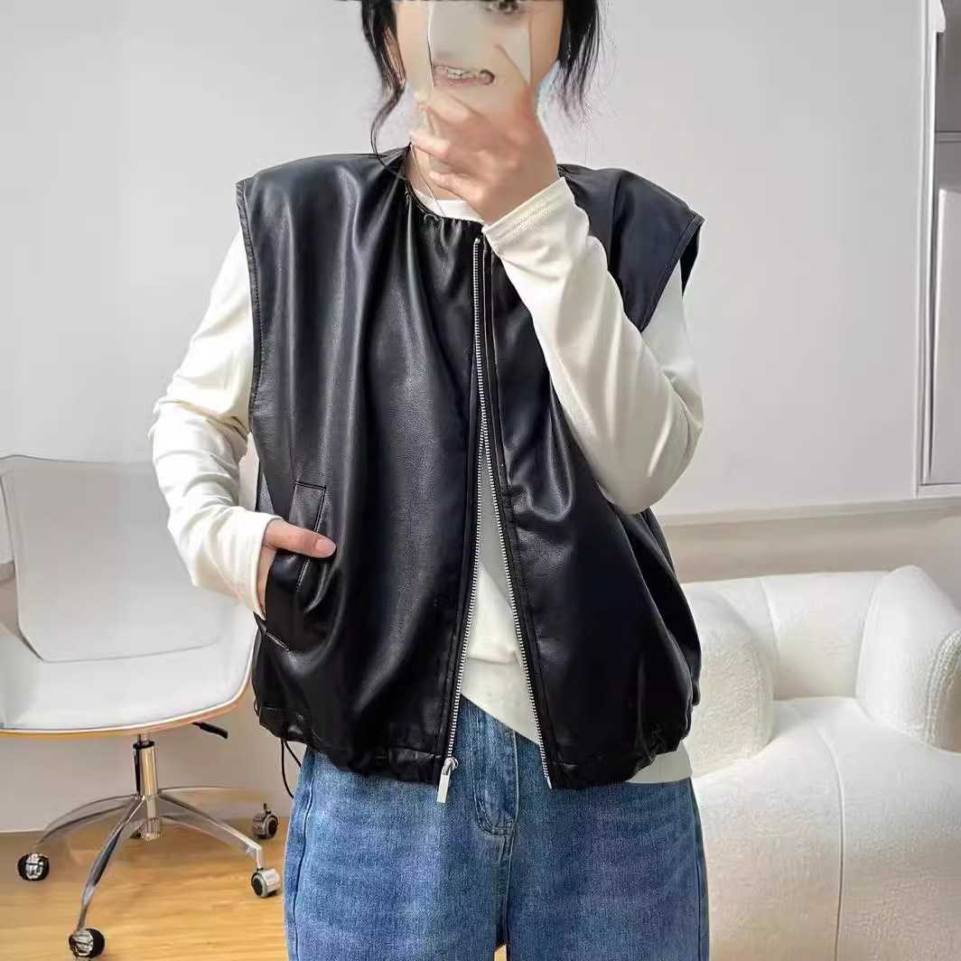 レディースベスト レディース フォルムレザーベスト