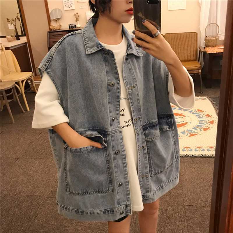 レディースベスト ゆったりデニムロングベスト