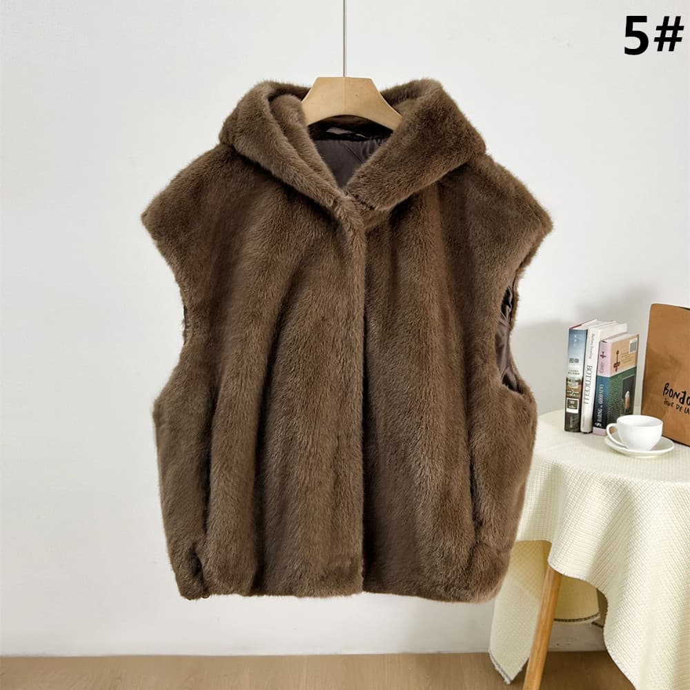 レディースベスト 秋冬新作フード付きファーベスト防寒レディース