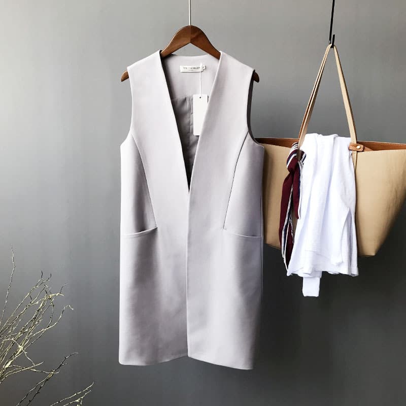 レディースベスト シンプル ロング丈ジレベスト