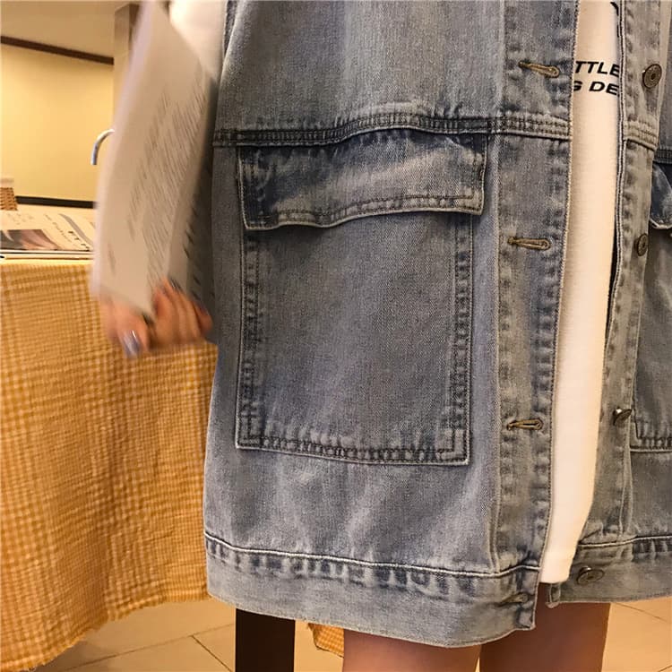 レディースベスト ゆったりデニムロングベスト
