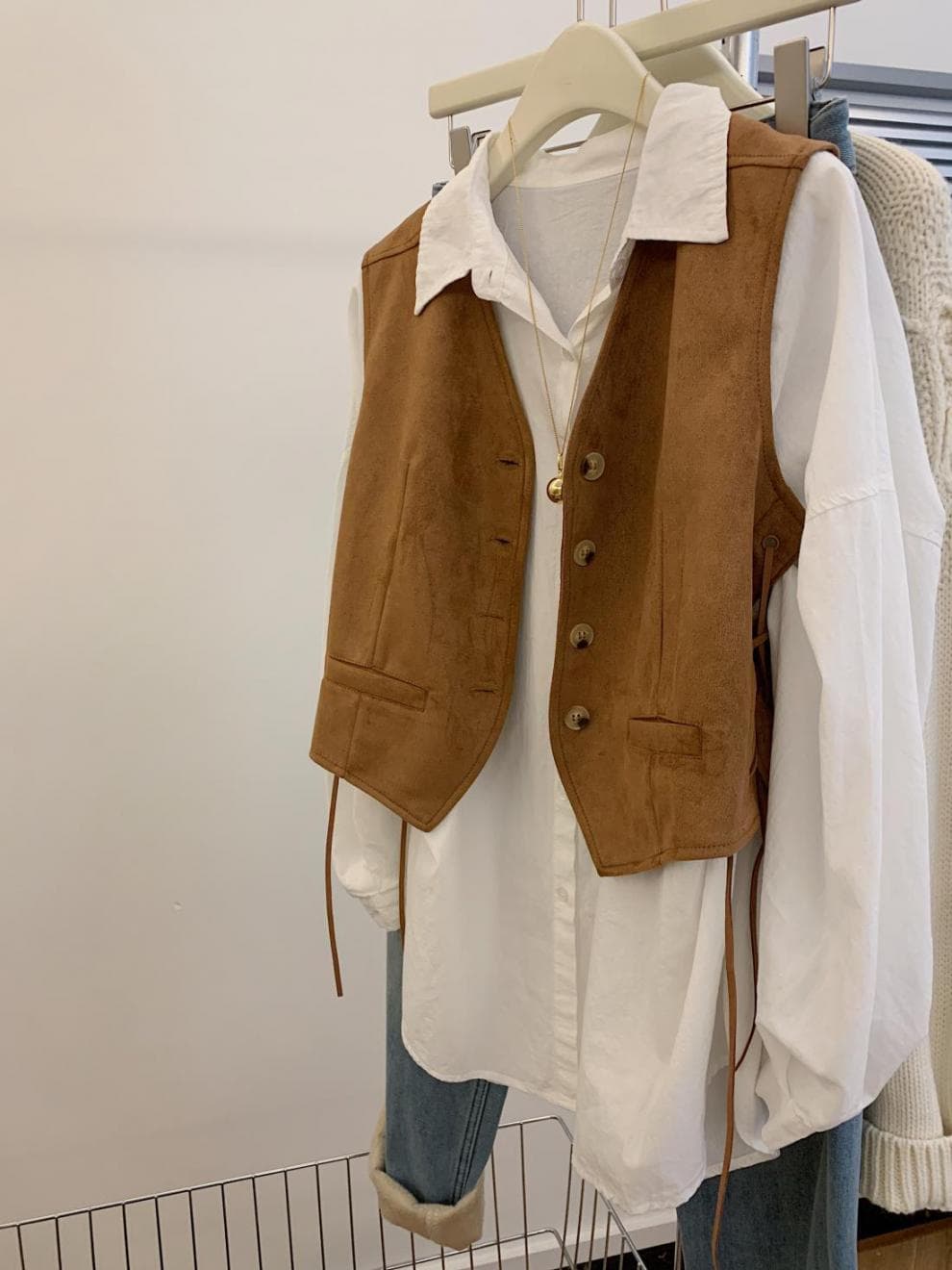 レディースベスト レディース レザーベスト モカ調
