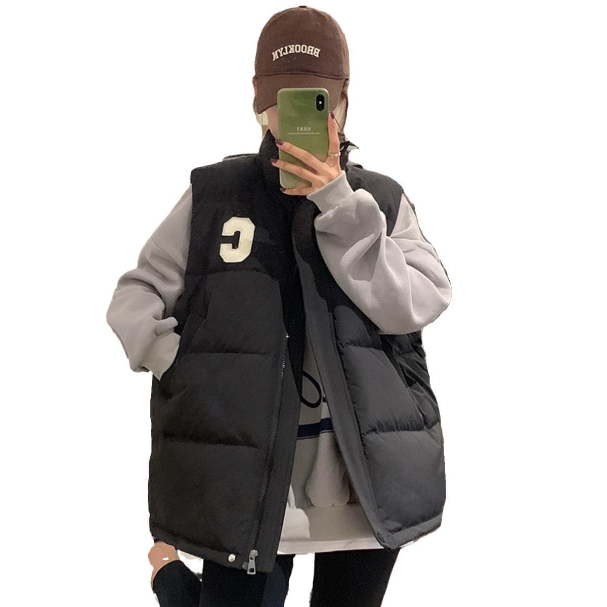 レディースベスト アウトドア風カレッジベスト