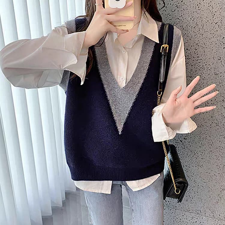 レディースベスト シンプル切り替えベスト