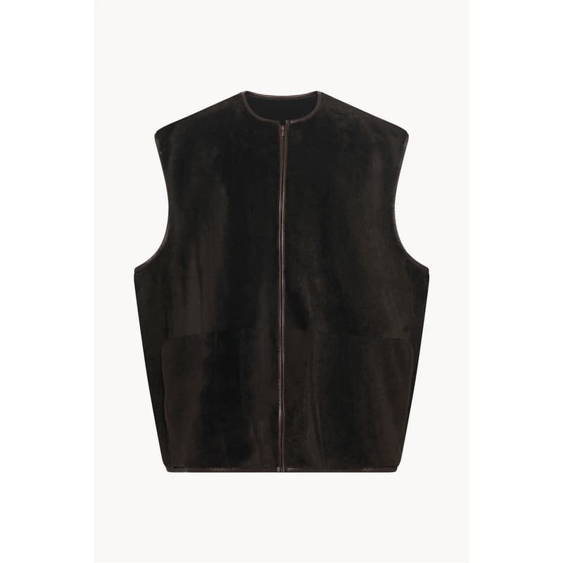 レディースベスト ファー仕立て レザーベスト