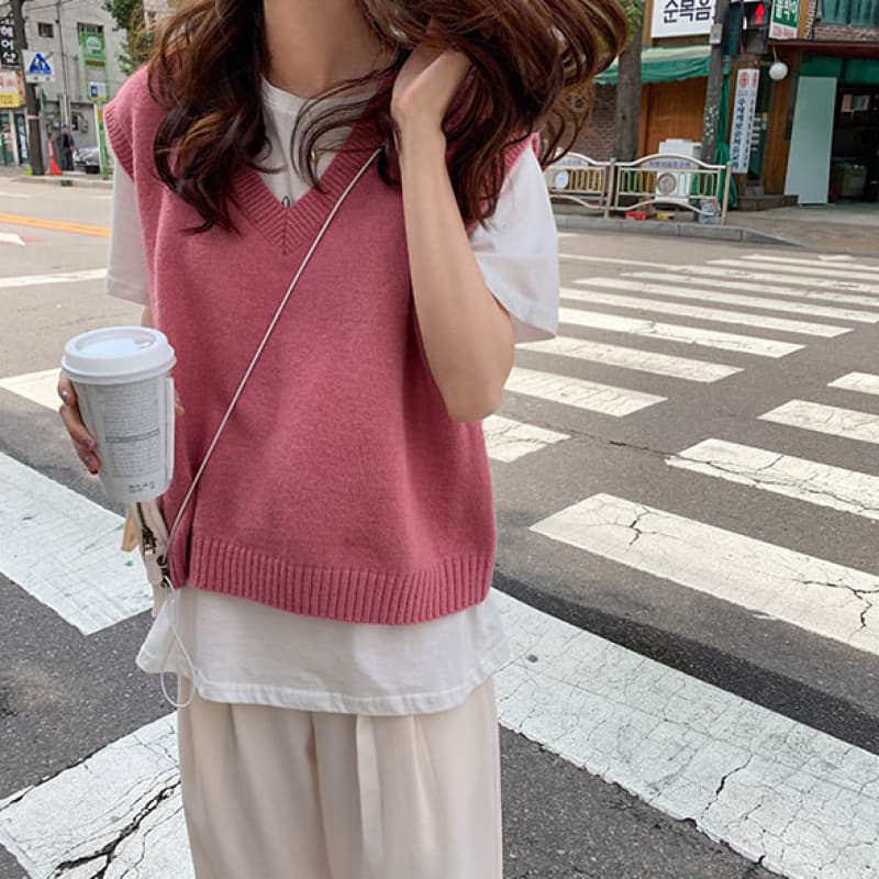 レディースベスト ゆったりシルエット レディースニットベスト