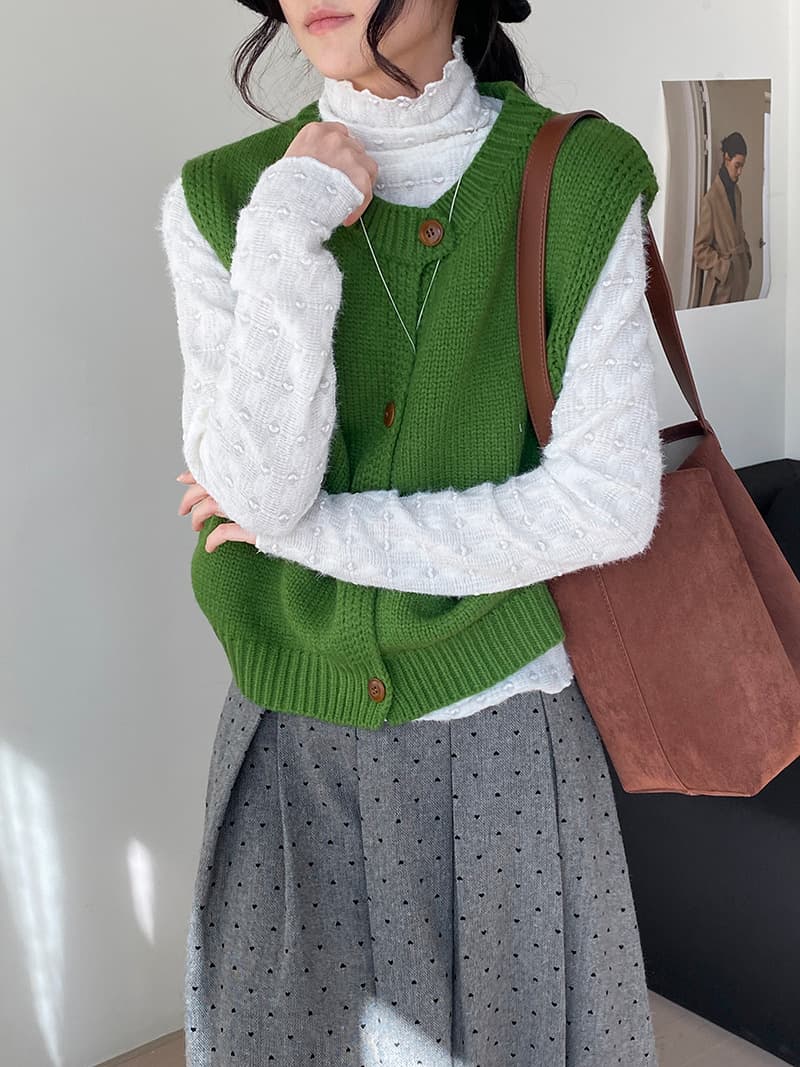レディースベスト シンプルベーシックニットベスト