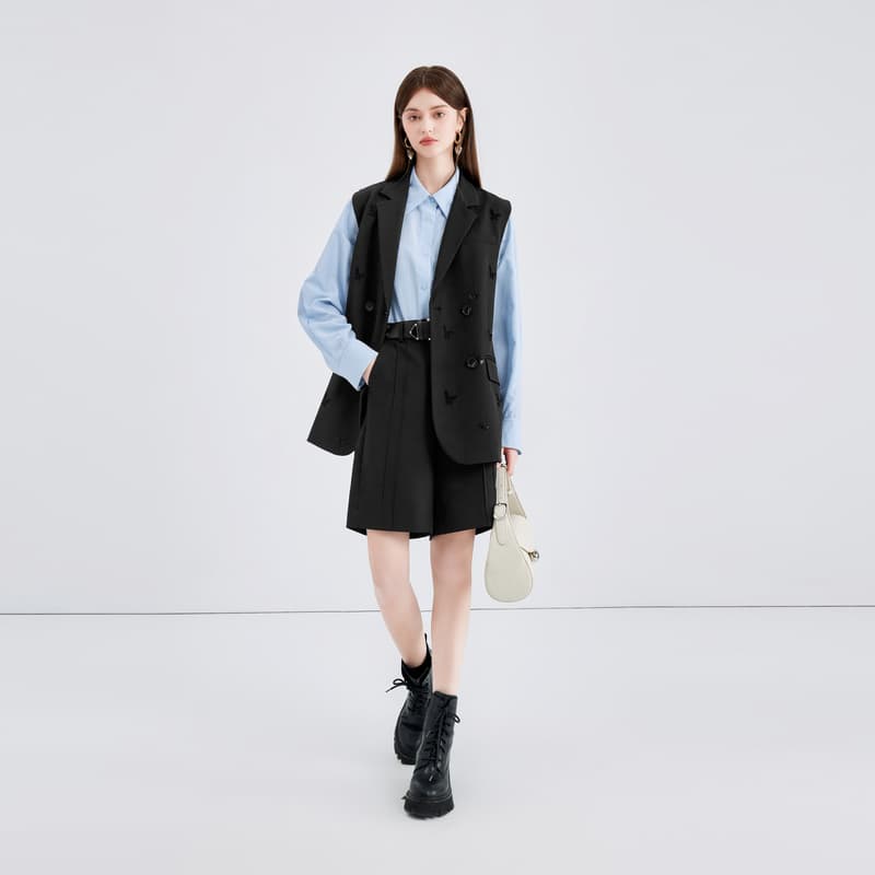 レディースベスト クラシカルロングベスト ジレ
