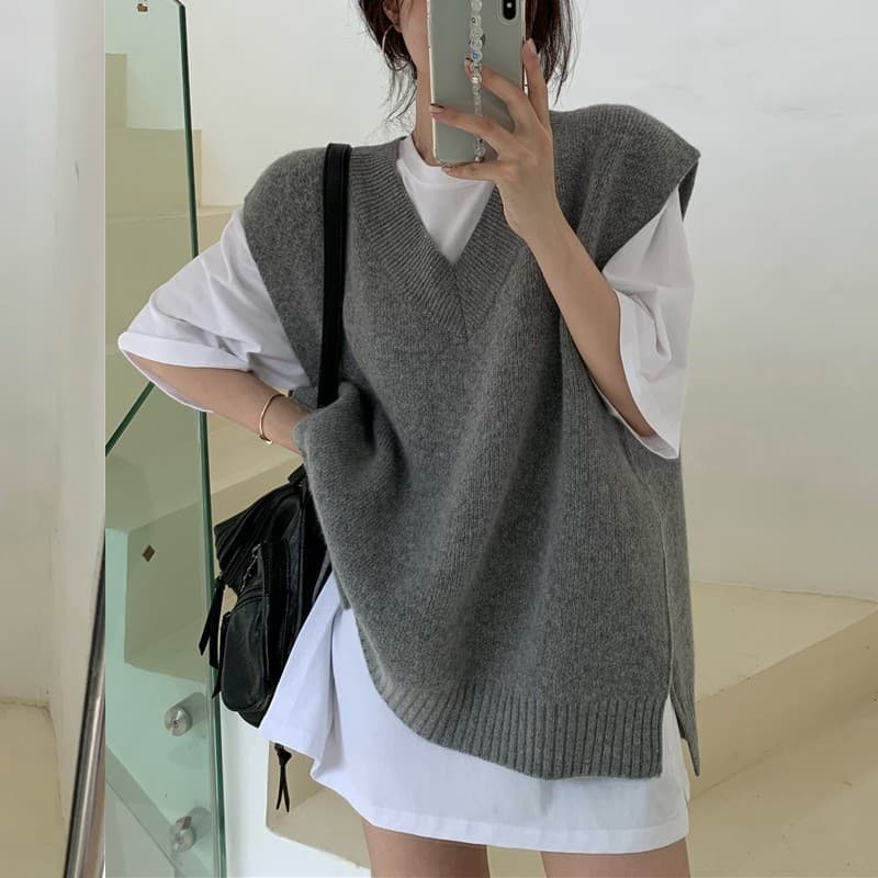 レディースベスト シンプル上品ゆるベスト