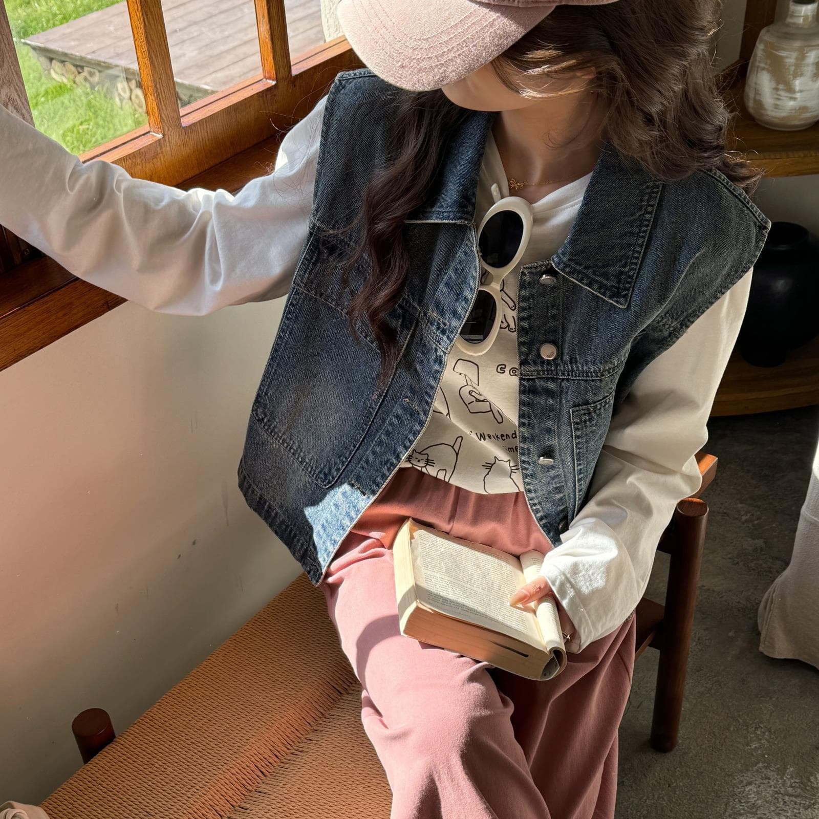 レディースベスト シンプルデニムベスト春夏仕様