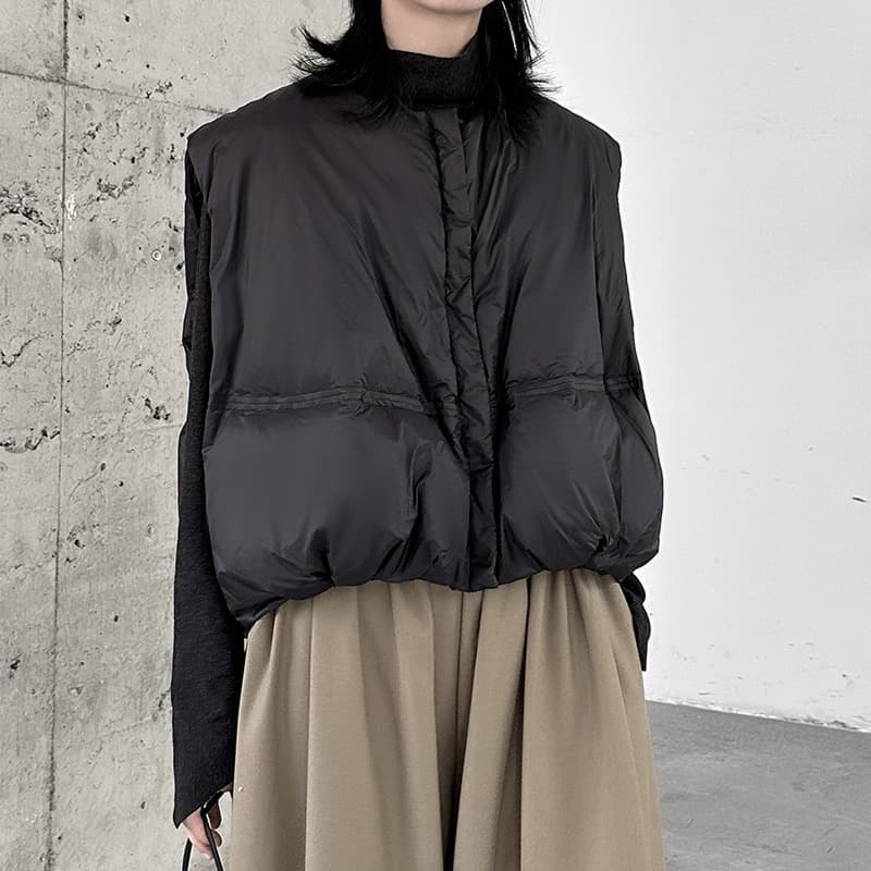 レディースベスト シンプルふわふわダウンベスト
