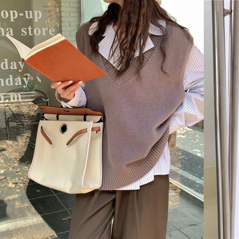 レディースベスト シンプル上品ゆるベスト