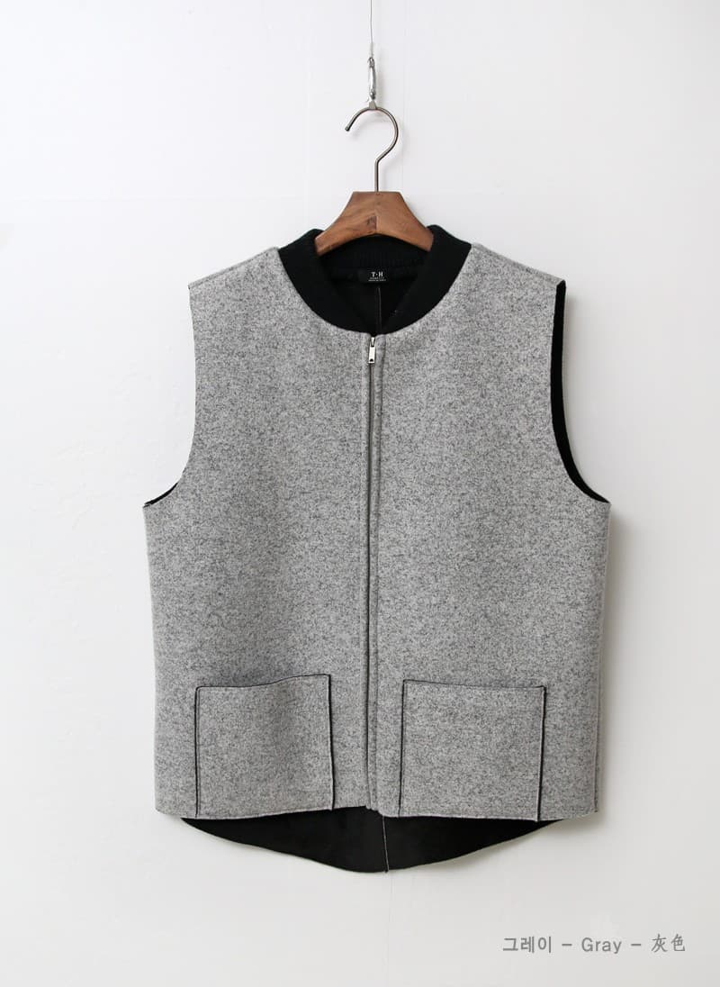 レディースベスト シンプル上質ジップアップニットベスト