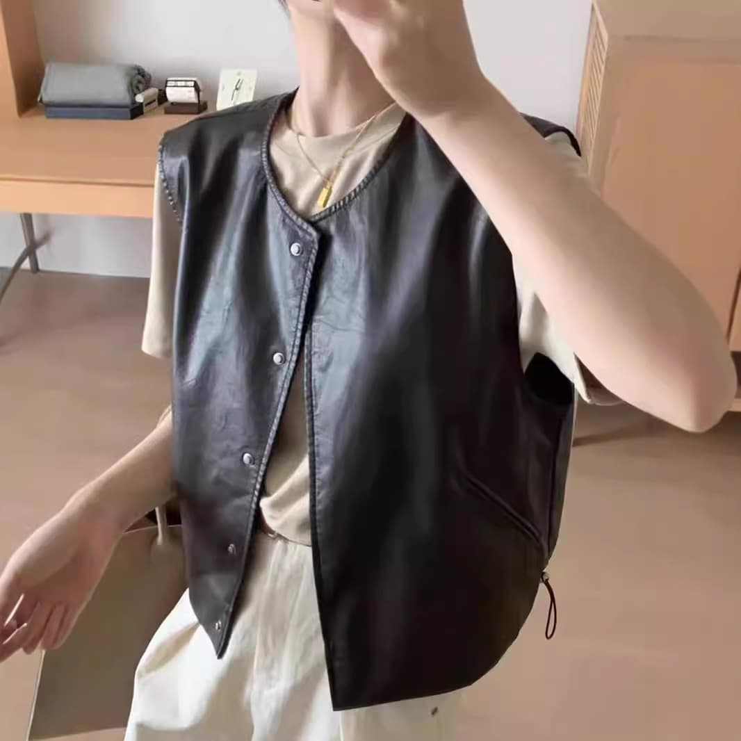 レディースベスト クラシカルレザーベスト