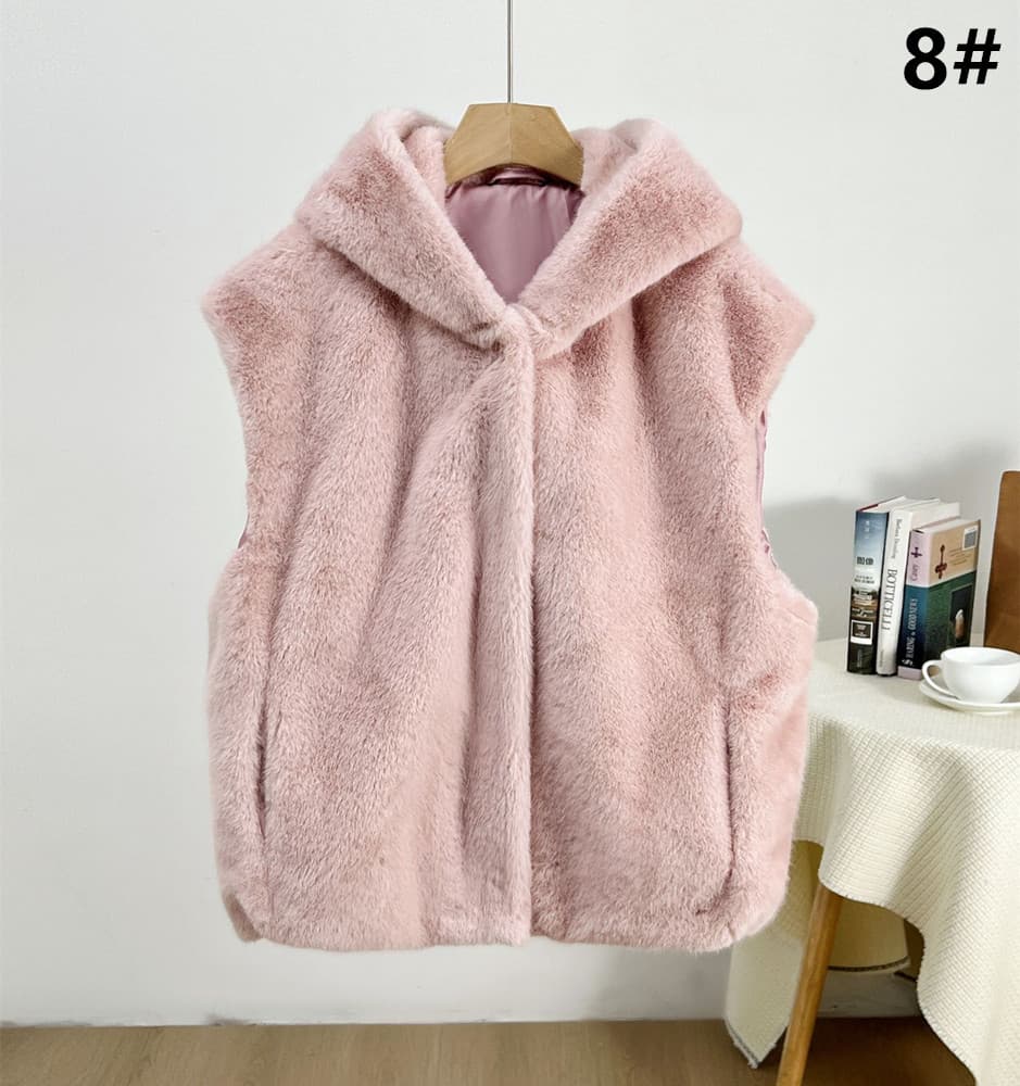 レディースベスト 秋冬新作フード付きファーベスト防寒レディース