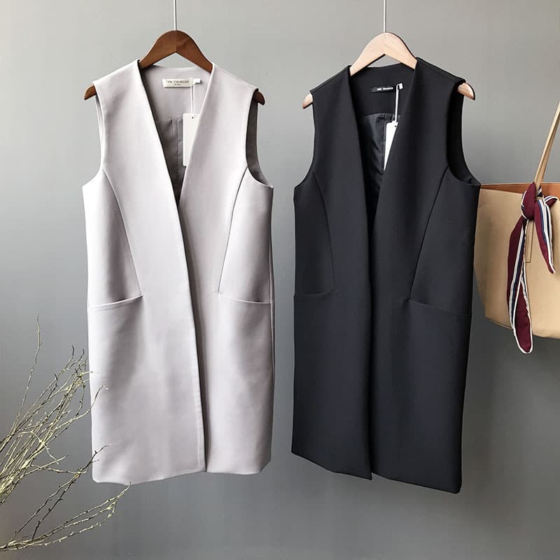 レディースベスト シンプル ロング丈ジレベスト