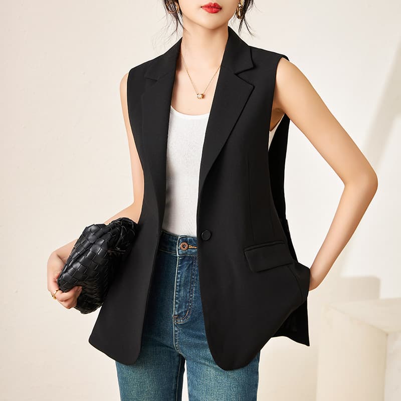 レディースベスト シンプルエレガントロングジレ