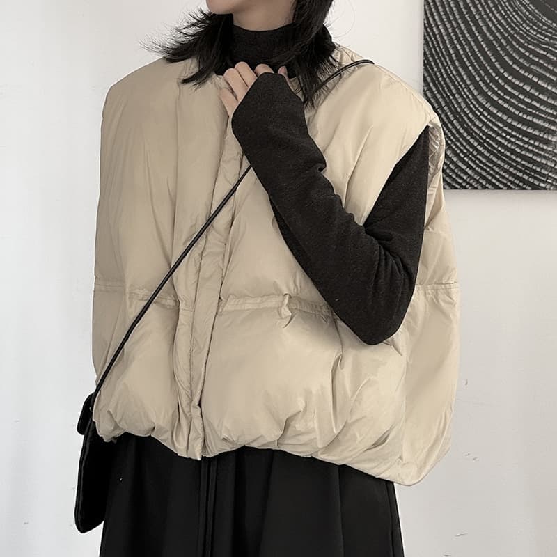 レディースベスト シンプルふわふわダウンベスト