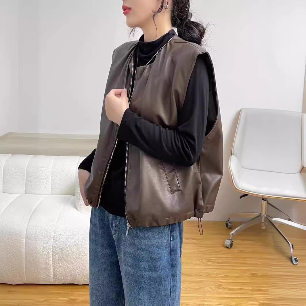 レディースベスト レディース フォルムレザーベスト