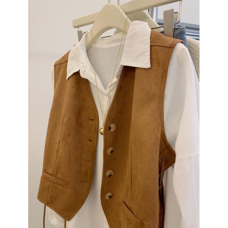 レディースベスト レディース レザーベスト モカ調