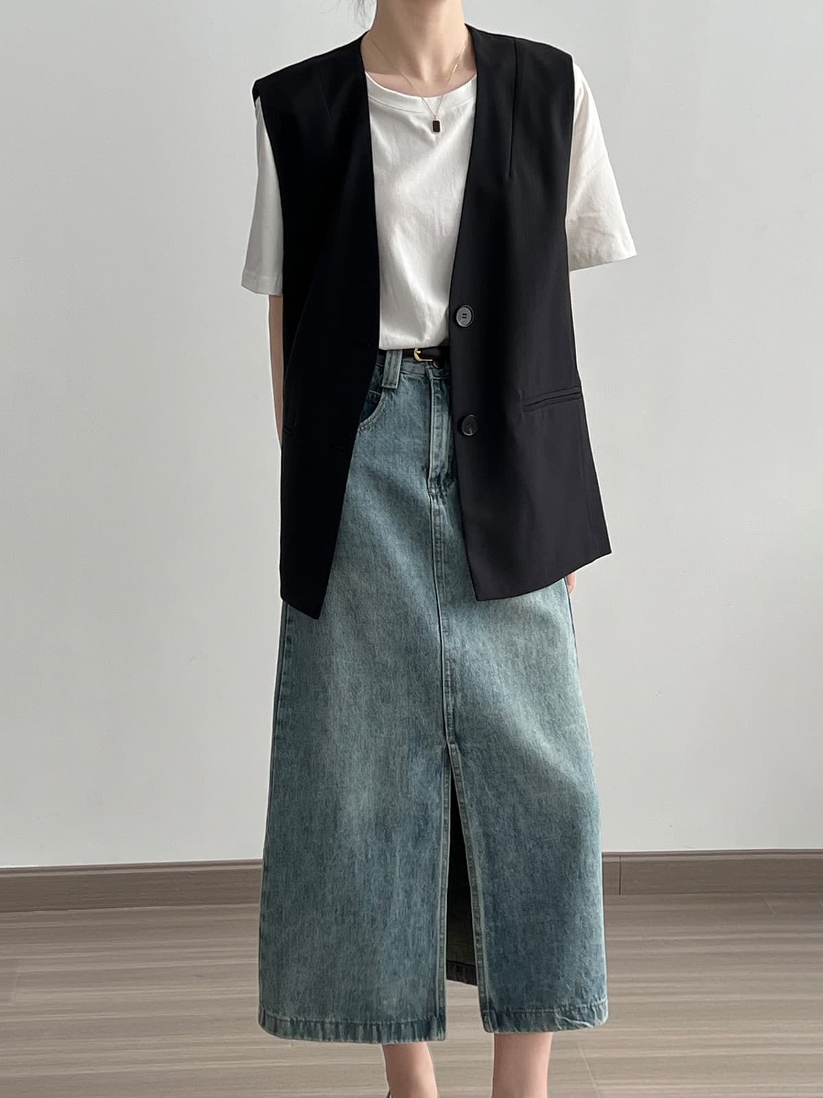 レディースベスト 春新作 上品ベージュ ロング丈ベスト レディース 袖なし 事務服
