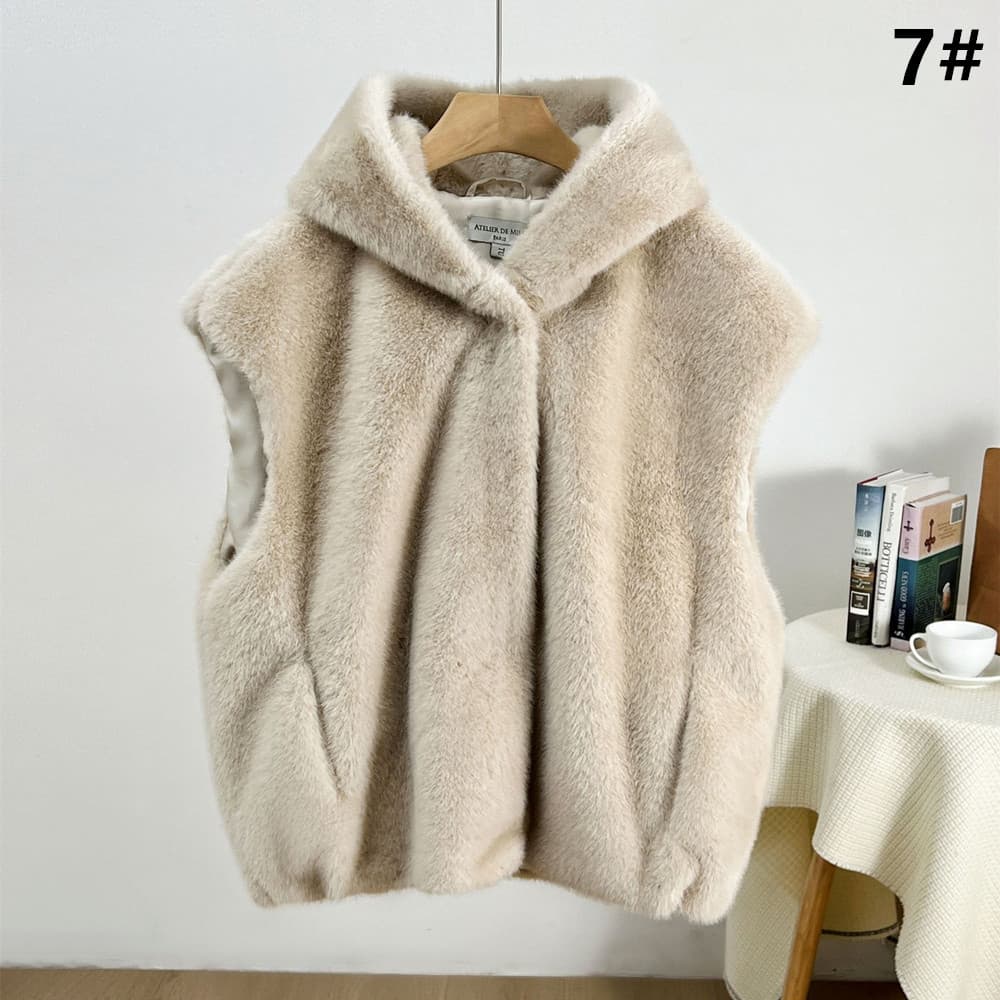 レディースベスト 秋冬新作フード付きファーベスト防寒レディース
