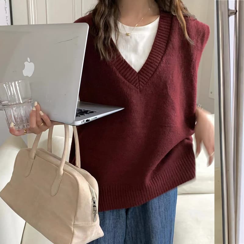 レディースベスト シンプル上品ゆるベスト