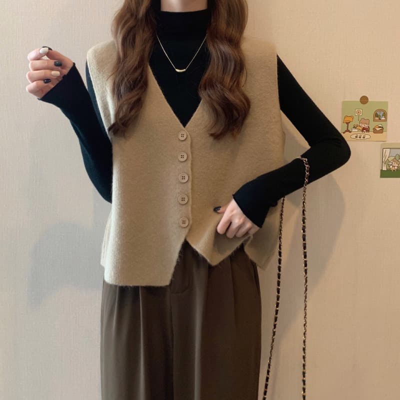 レディースベスト 上品シルエット ベスト レイヤード