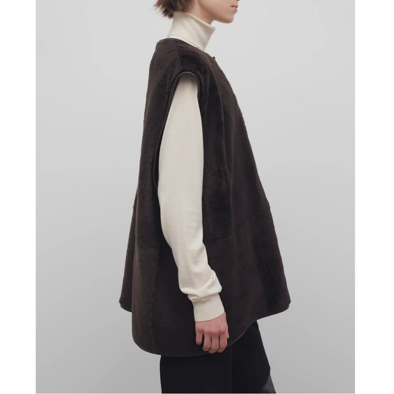 レディースベスト ファー仕立て レザーベスト