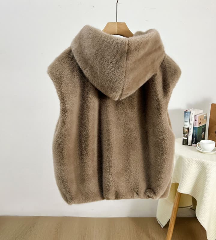 レディースベスト 秋冬新作フード付きファーベスト防寒レディース