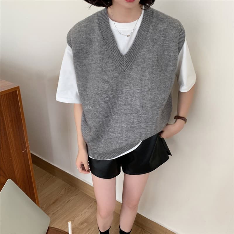 レディースベスト ゆったりシルエット レディースニットベスト