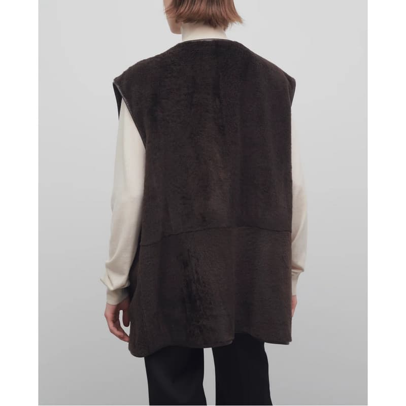 レディースベスト ファー仕立て レザーベスト