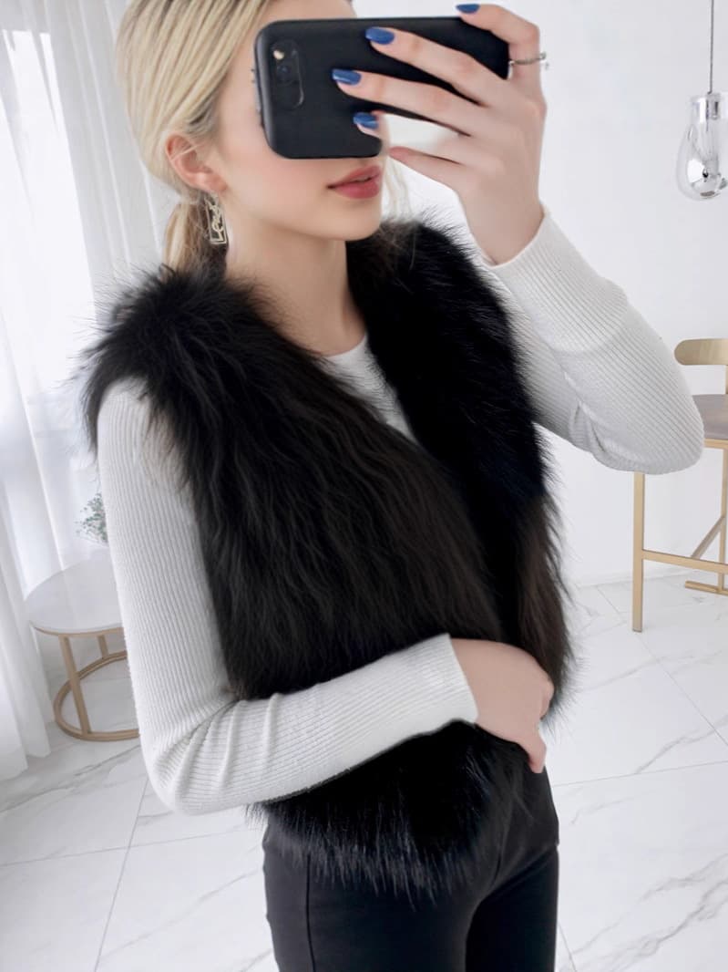 レディースベスト ふんわり柔らか総　ファーベスト