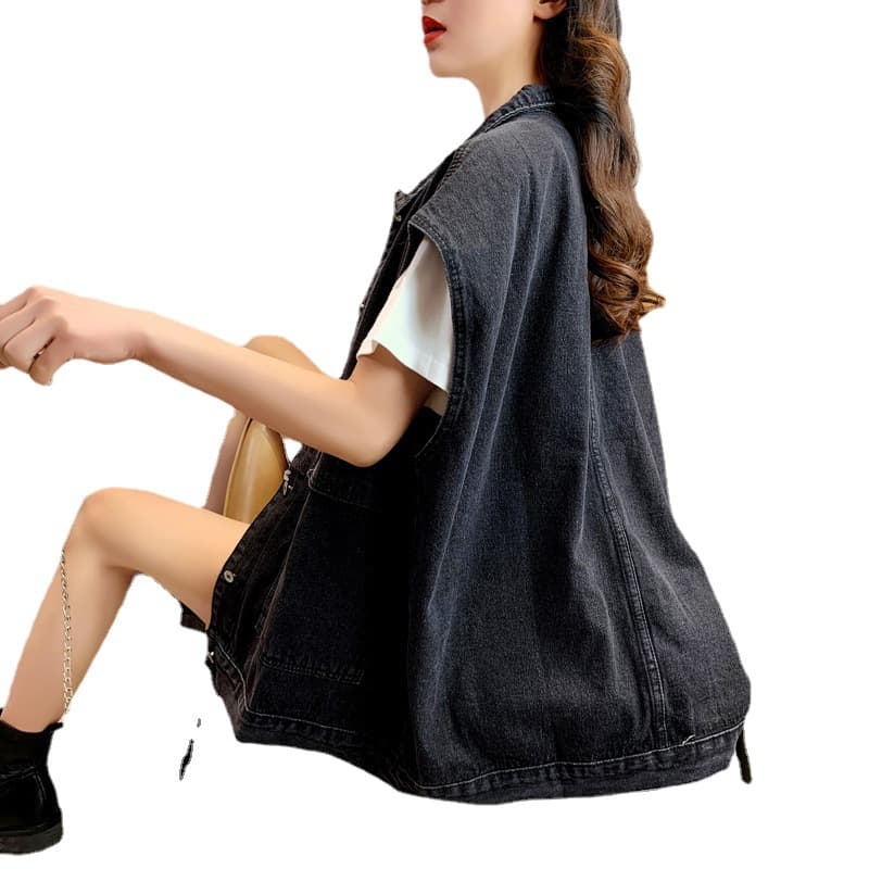 レディースベスト ゆったりシルエットデニムベスト