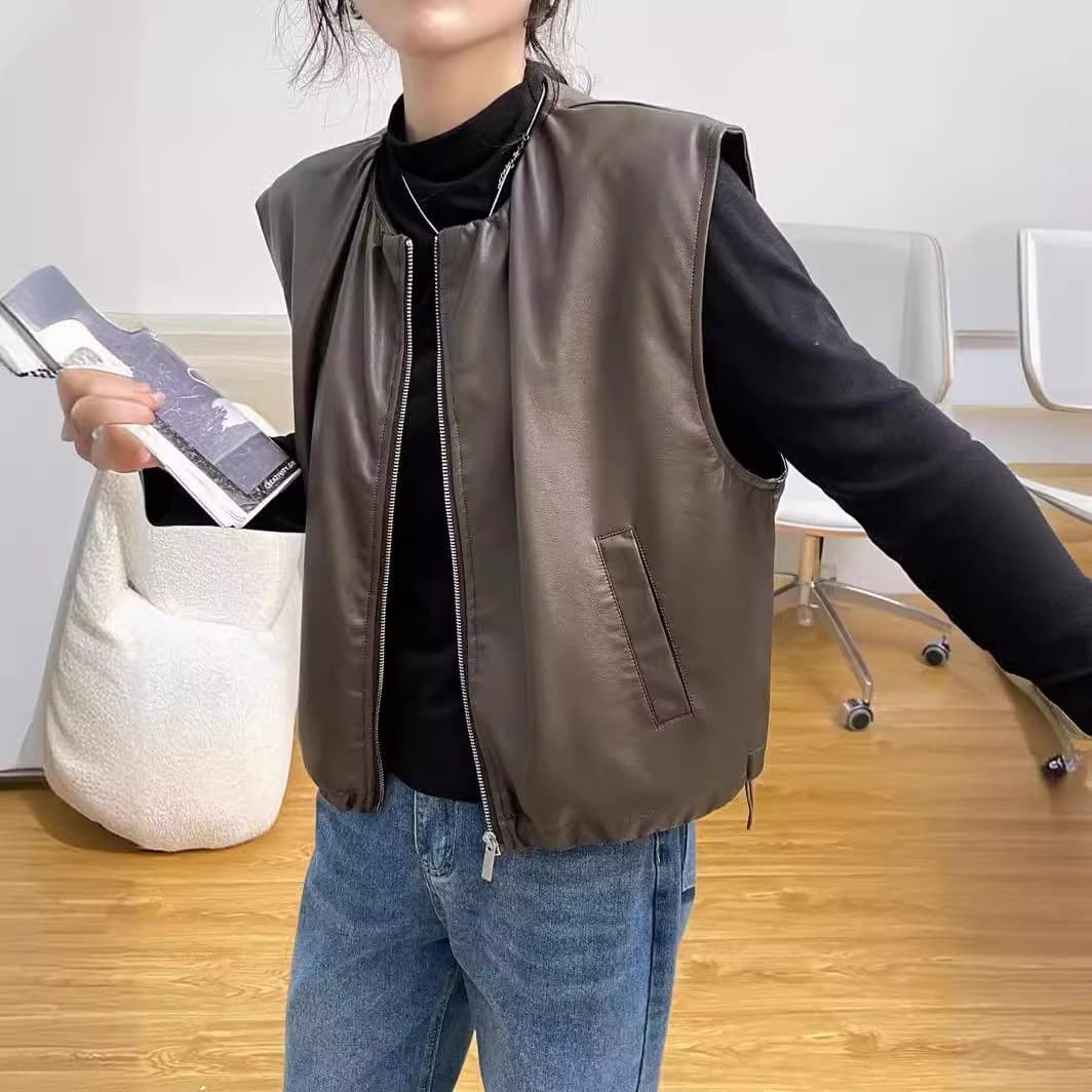 レディースベスト レディース フォルムレザーベスト