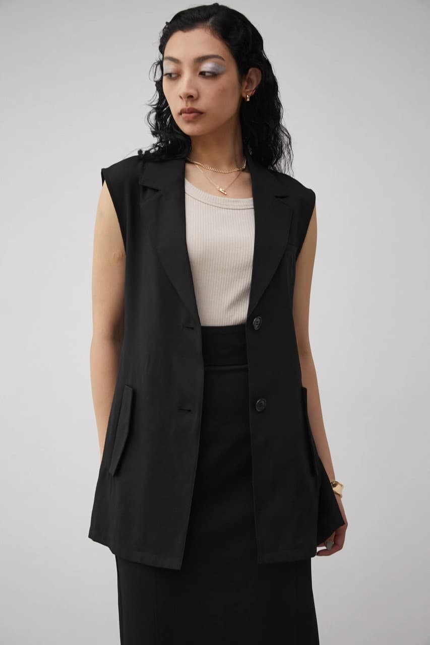 レディースベスト シンプル上質ロングジレ