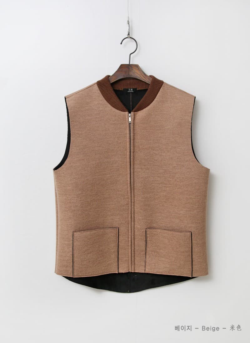 レディースベスト シンプル上質ジップアップニットベスト