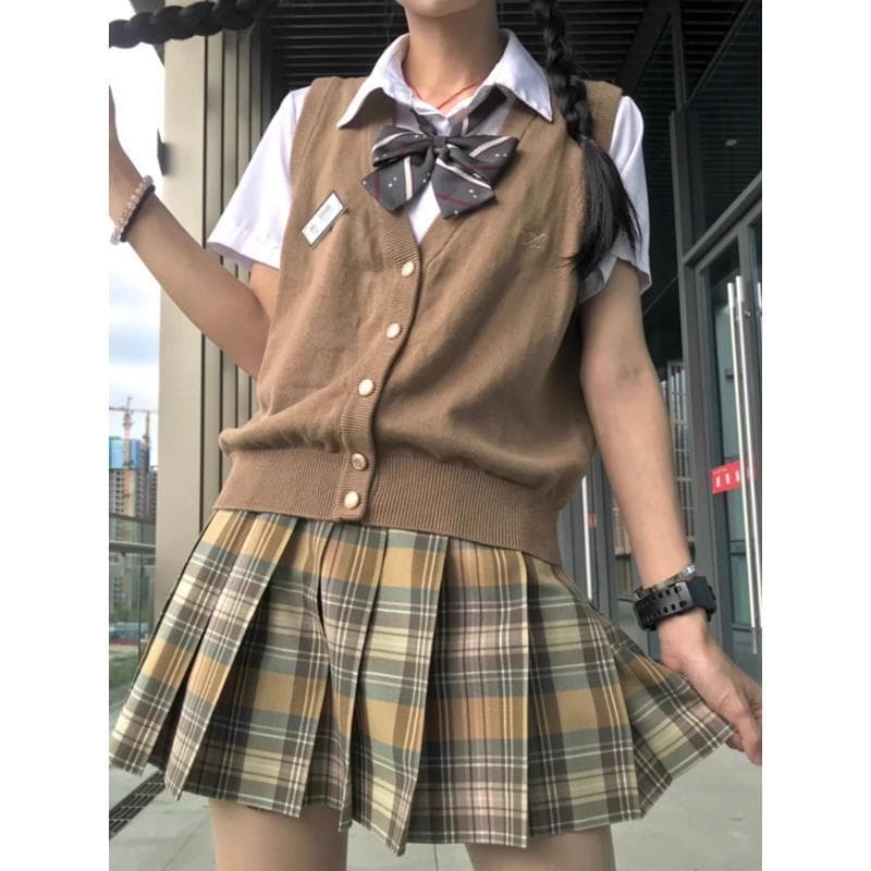レディースベスト レトロ調スクールベストニット